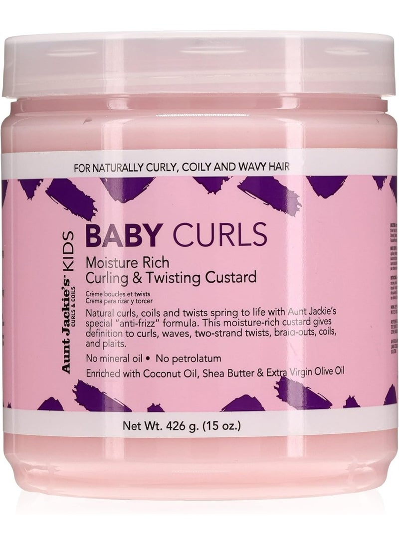 أنت جاكيز كاسترد Aunt Jackie’s Girls Baby Girl Curls لتجعيد وتصفيف الشعر 15 أونصة (426 جم) للأطفال، تعريف لطيف للتموجات وترطيب - Image 5